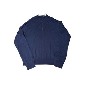 NWT Graham Luxe Fade 1/4 Zip Sweater Blue Depths XL Cotton Rayon Silk